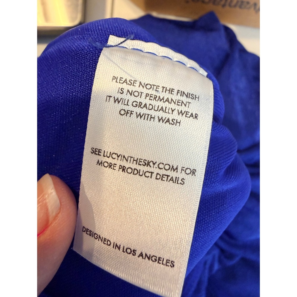 Lucy In The Sky Royal Blue Cowl Neck Wrap Maxi Dress Formal Prom Gown Womens L - Picture 7 of 9